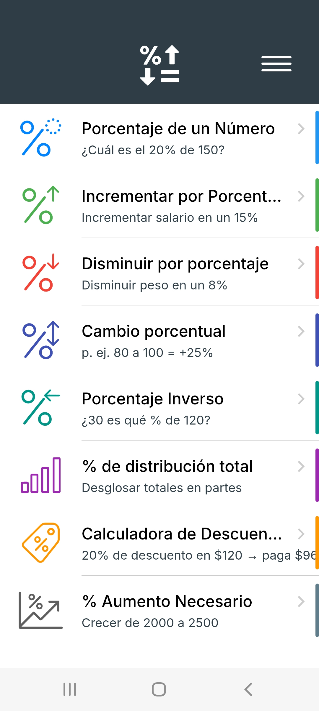 Metis: Calculadora de porcentajes