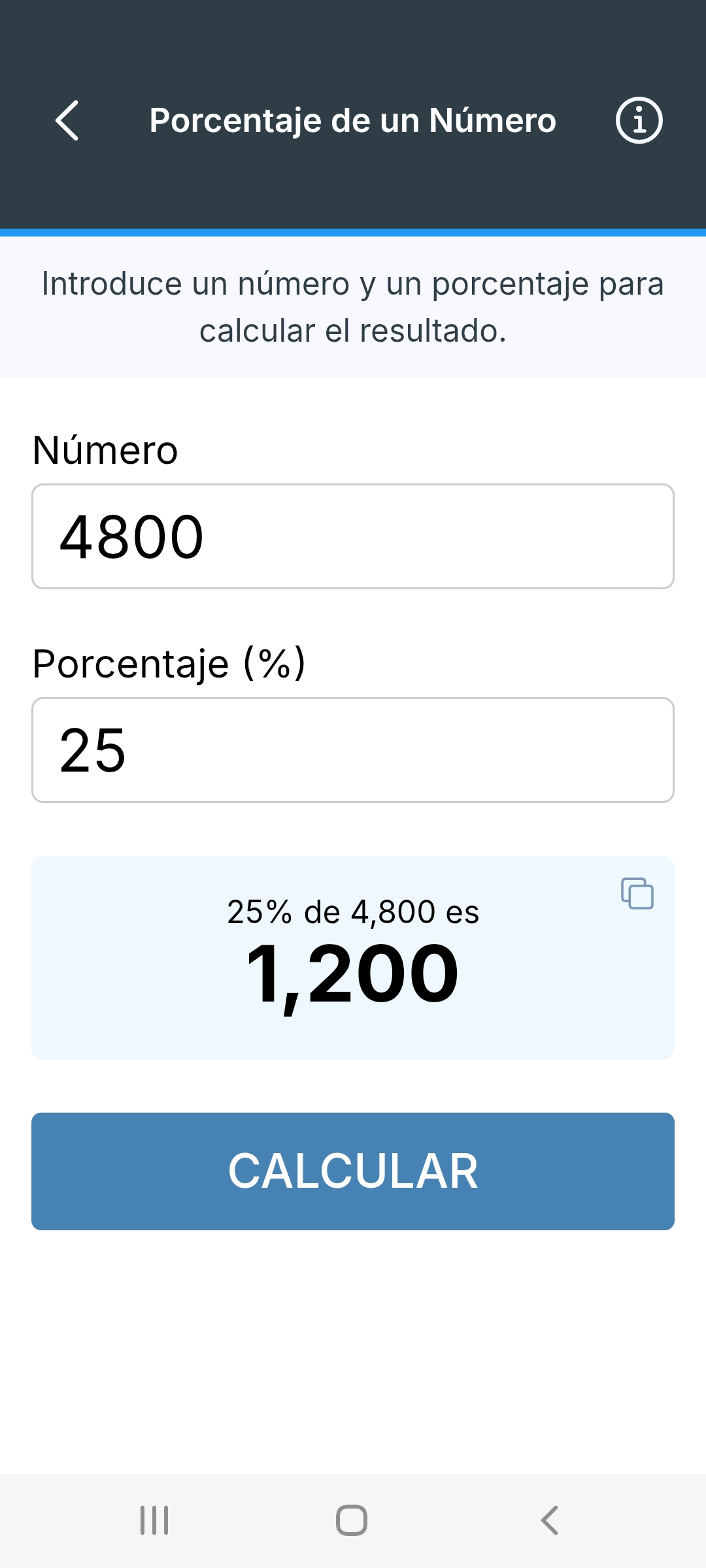 Metis: Calculadora de porcentajes