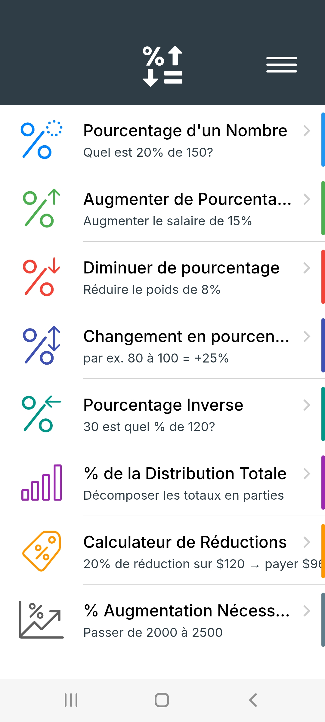 Metis: Calculateur de pourcentages